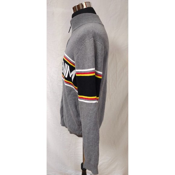 Guess Los Angeles Denim Mens Large Grey Spellout 1/4 Zip Cotton Sweater - Picture 6 of 13